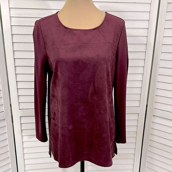 Chico's Tunic Size 1P Size 8P Faux Sueded Front Long Sleeve NWOT - Picture 3 of 16